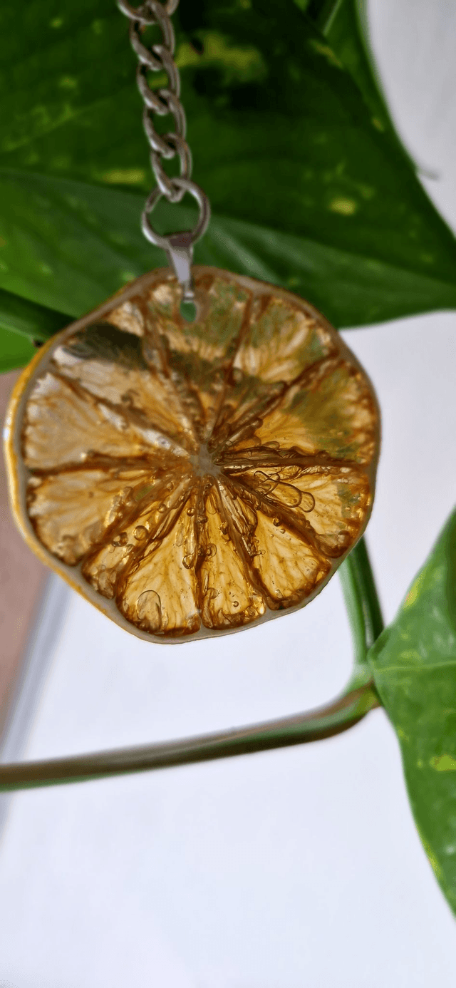 Porte clés/ gri gri bijou de sac citron