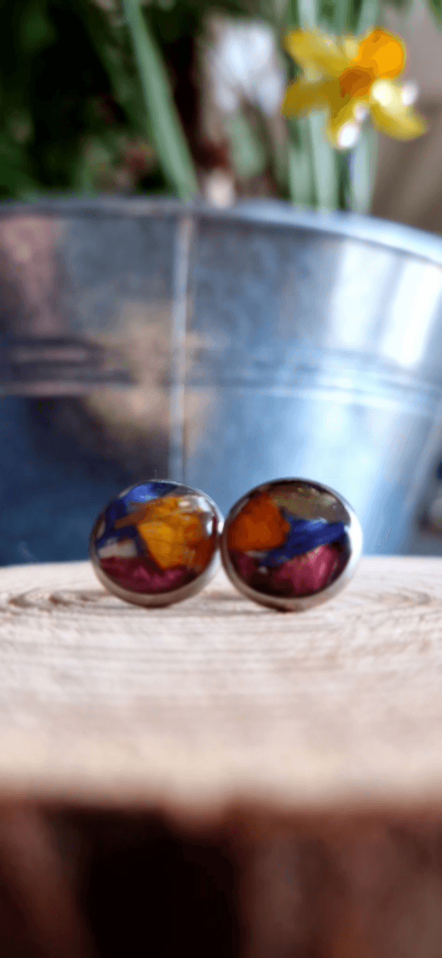 Boucles oreilles arc en ciel puces