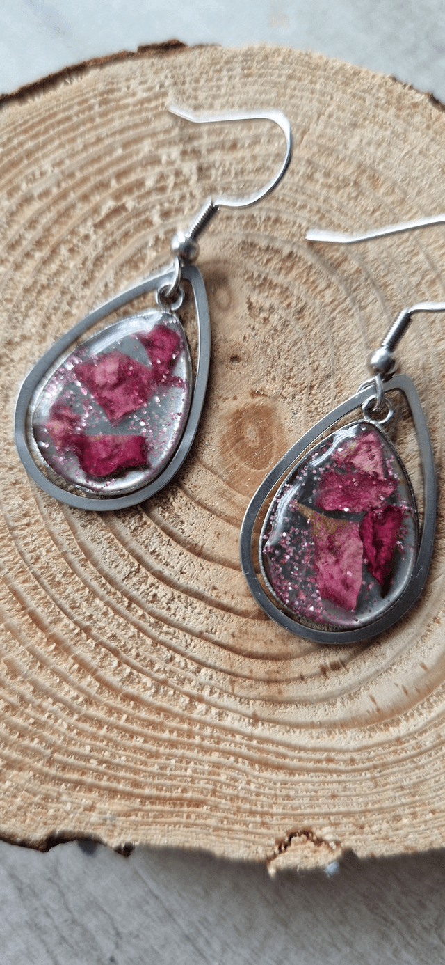 Boucles d'oreilles pendantes "Pétales de Rose"