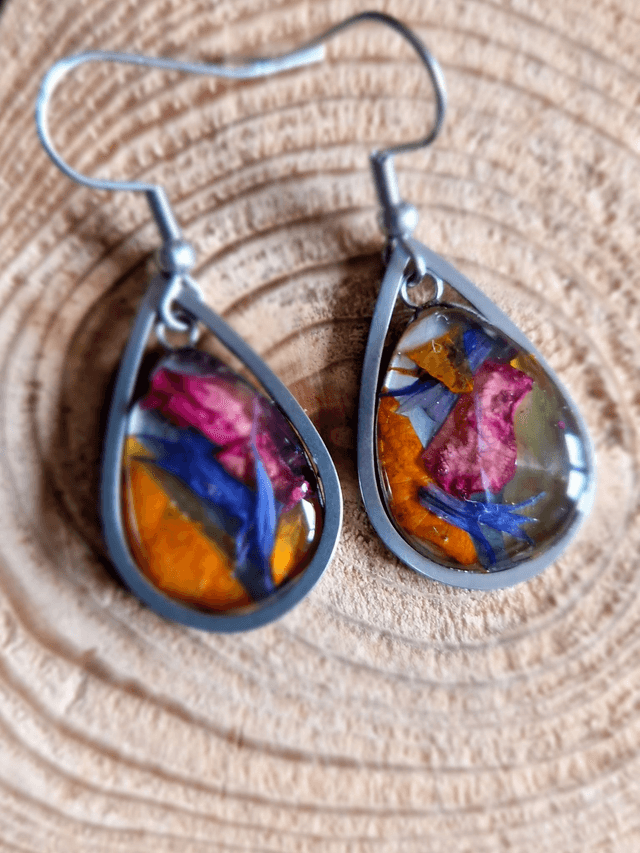 Boucles d'oreilles arc en ciel pendante