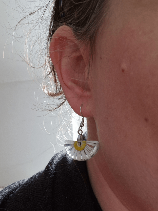 Boucles d'oreilles pendantes "Pâquerette"