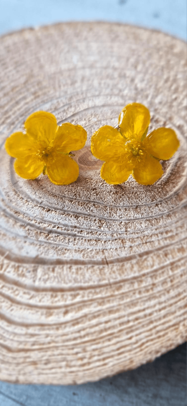Boucles oreilles puces Bouton d'or