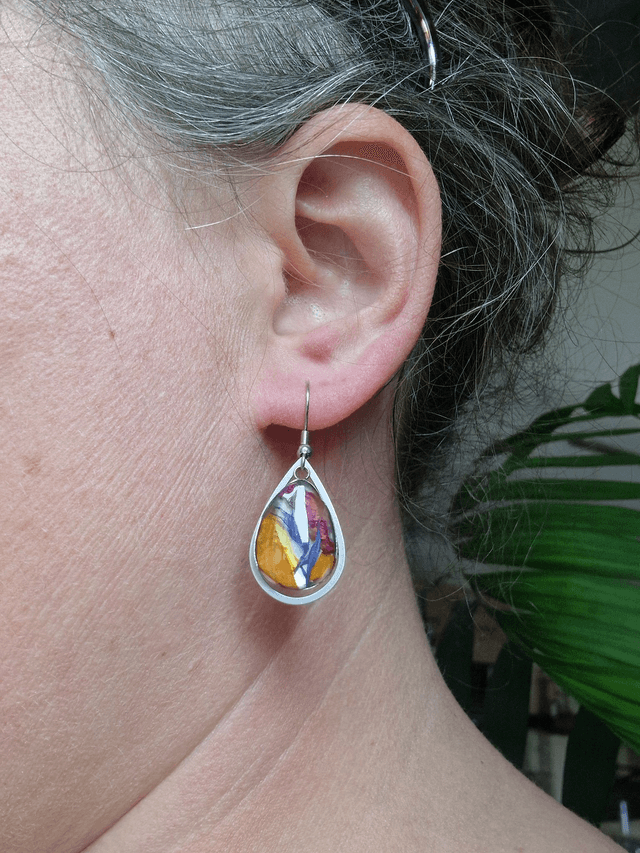 Boucles d'oreilles arc en ciel pendante