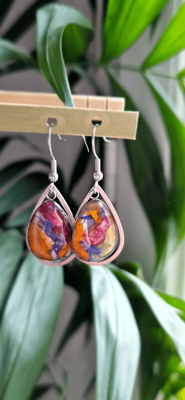 Boucles d&#039;oreilles arc en ciel pendante